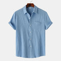 MEN'S SHORT SLEEVE TEXTURED SPREAD COLLAR SUMMER SHIRT - Zarino Newstyle