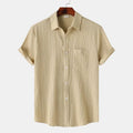 MEN'S SHORT SLEEVE TEXTURED SPREAD COLLAR SUMMER SHIRT - Zarino Newstyle