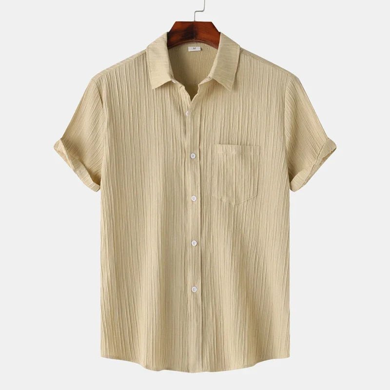 MEN'S SHORT SLEEVE TEXTURED SPREAD COLLAR SUMMER SHIRT - Zarino Newstyle