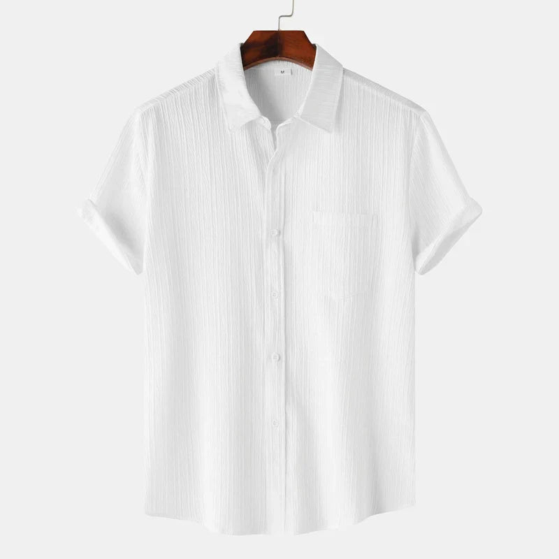 MEN'S SHORT SLEEVE TEXTURED SPREAD COLLAR SUMMER SHIRT - Zarino Newstyle