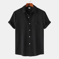 MEN'S SHORT SLEEVE TEXTURED SPREAD COLLAR SUMMER SHIRT - Zarino Newstyle