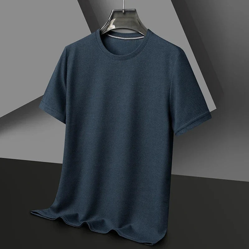 MEN'S SHORT SLEEVE WAFFLE KNIT CREW NECK SUMMER T - SHIRT - Zarino Newstyle