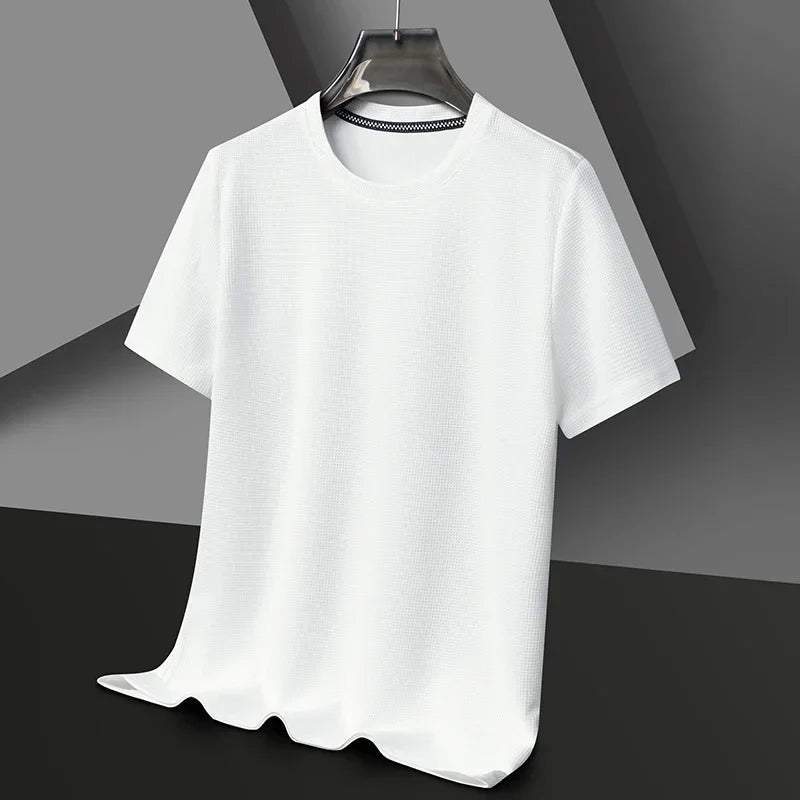 MEN'S SHORT SLEEVE WAFFLE KNIT CREW NECK SUMMER T - SHIRT - Zarino Newstyle