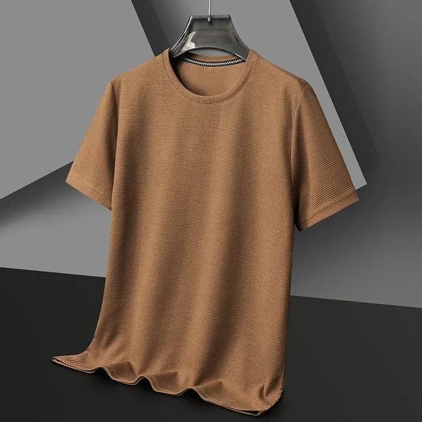 MEN'S SHORT SLEEVE WAFFLE KNIT CREW NECK SUMMER T - SHIRT - Zarino Newstyle
