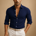 MEN'S SPREAD COLLAR LONG SLEEVE SUMMER SHIRT - Zarino Newstyle