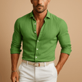 MEN'S SPREAD COLLAR LONG SLEEVE SUMMER SHIRT - Zarino Newstyle