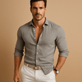 MEN'S SPREAD COLLAR LONG SLEEVE SUMMER SHIRT - Zarino Newstyle