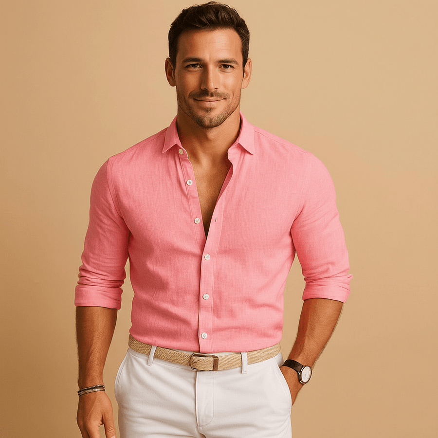 MEN'S SPREAD COLLAR LONG SLEEVE SUMMER SHIRT - Zarino Newstyle