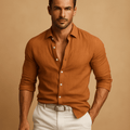 MEN'S SPREAD COLLAR LONG SLEEVE SUMMER SHIRT - Zarino Newstyle