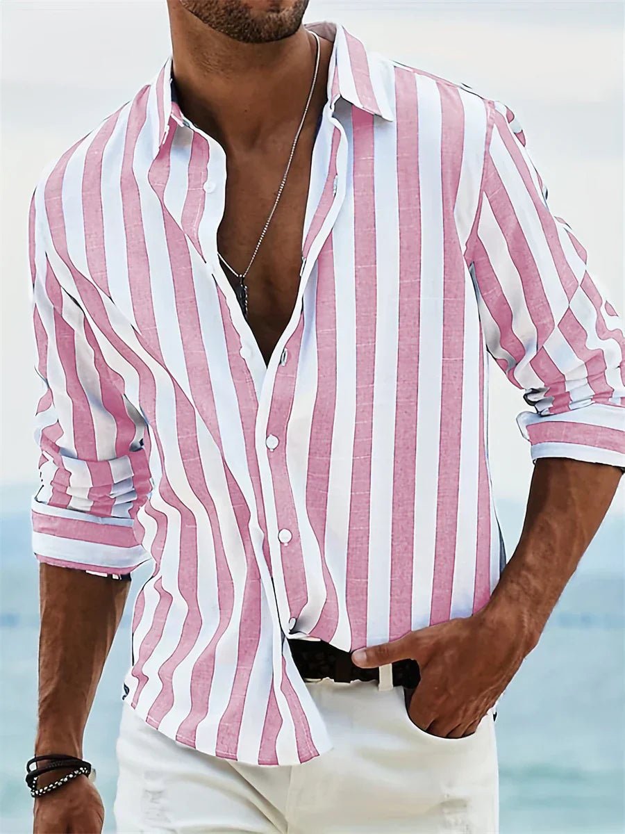 MEN'S STRIPED BUTTON - DOWN RELAXED SUMMER SHIRT - Zarino Newstyle