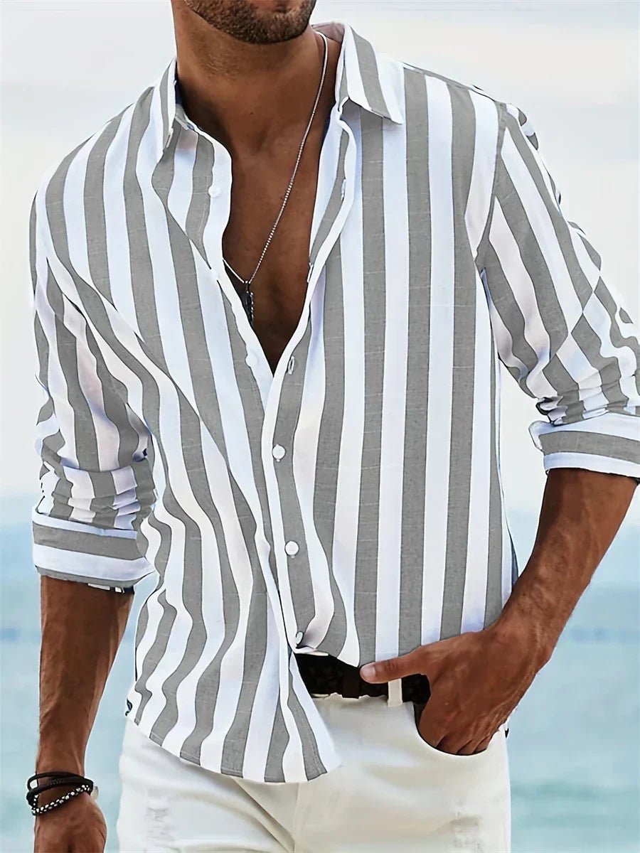 MEN'S STRIPED BUTTON - DOWN RELAXED SUMMER SHIRT - Zarino Newstyle
