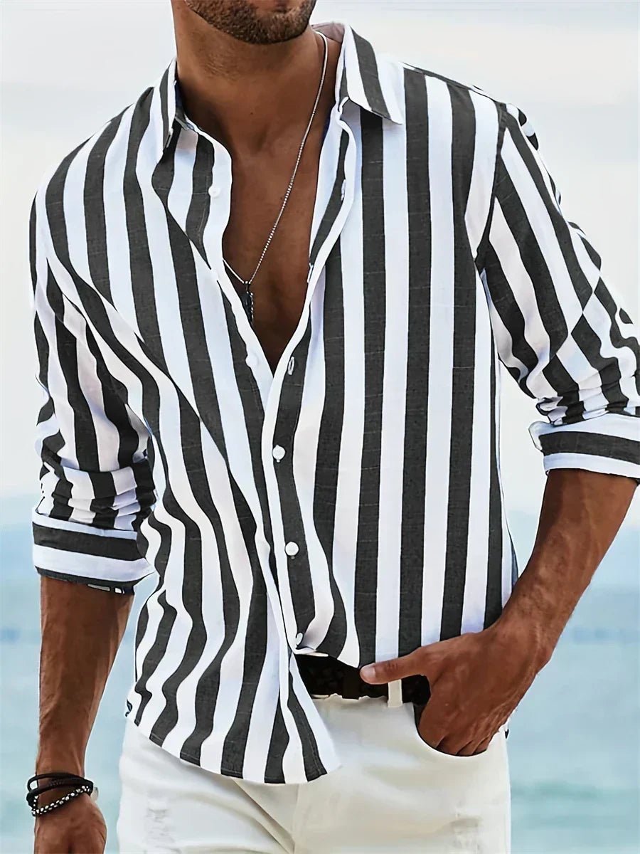 MEN'S STRIPED BUTTON - DOWN RELAXED SUMMER SHIRT - Zarino Newstyle