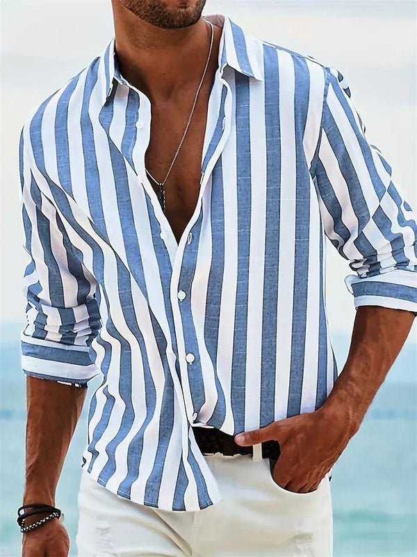MEN'S STRIPED BUTTON - DOWN RELAXED SUMMER SHIRT - Zarino Newstyle