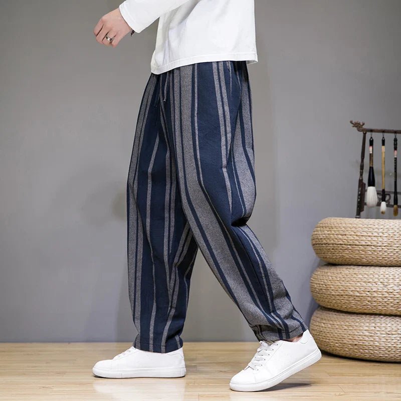 MEN'S STRIPED CROPPED TAPERED SUMMER TROUSERS - Zarino Newstyle