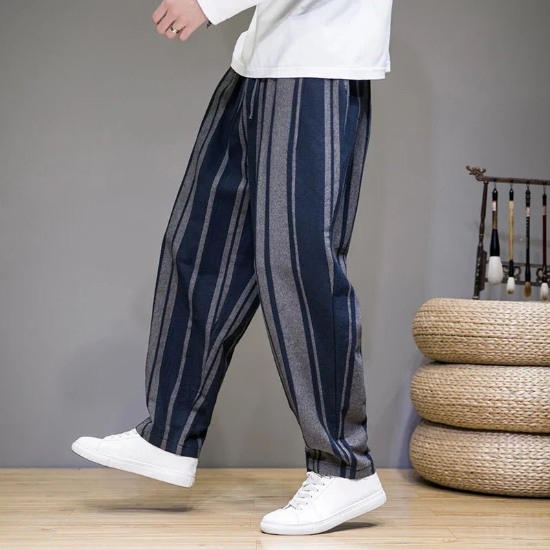 MEN'S STRIPED CROPPED TAPERED SUMMER TROUSERS - Zarino Newstyle