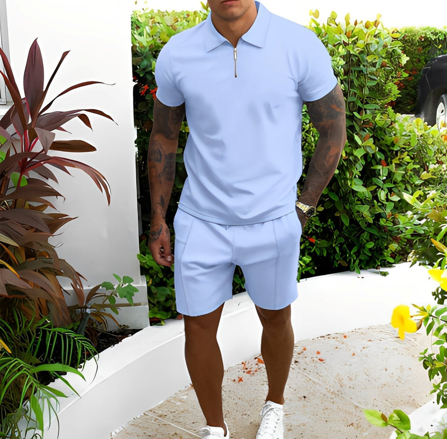 MEN'S SUMMER 2 PIECE POLO SHIRT & SHORTS SET - Zarino Newstyle