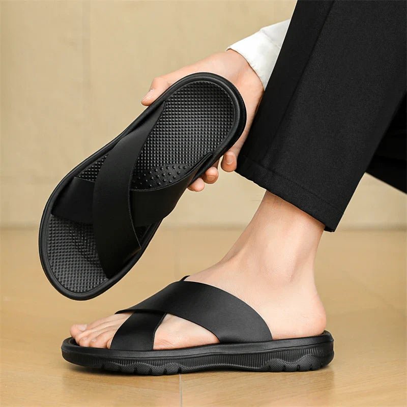 MEN'S SUMMER LEATHER SLIDE SANDALS - Zarino Newstyle