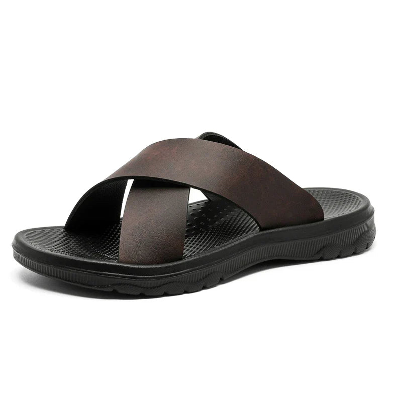 MEN'S SUMMER LEATHER SLIDE SANDALS - Zarino Newstyle