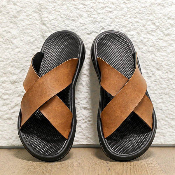 MEN'S SUMMER LEATHER SLIDE SANDALS - Zarino Newstyle