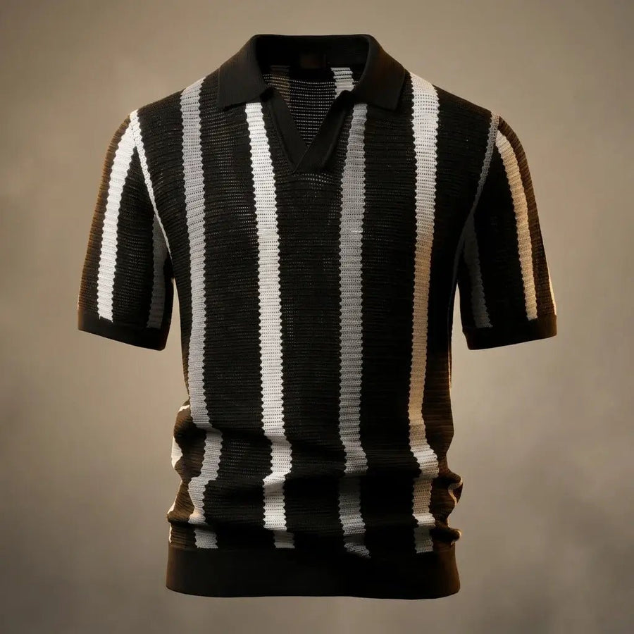MEN'S SUMMER STRIPED KNIT POLO SHIRT - Zarino Newstyle
