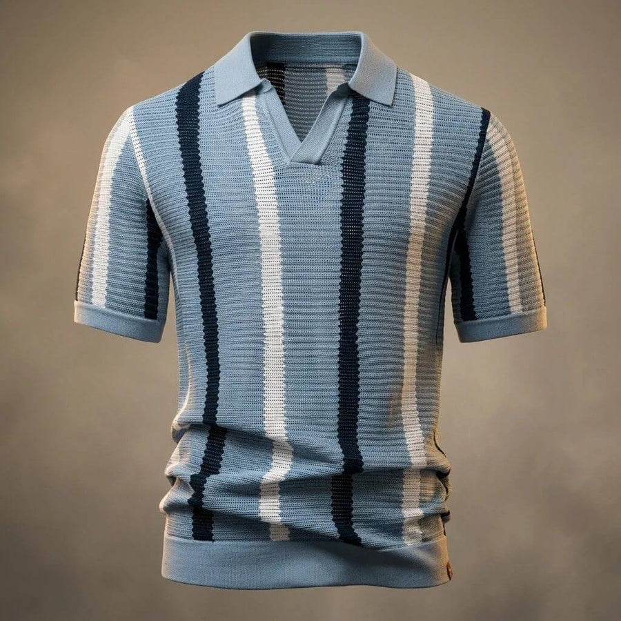 MEN'S SUMMER STRIPED KNIT POLO SHIRT - Zarino Newstyle