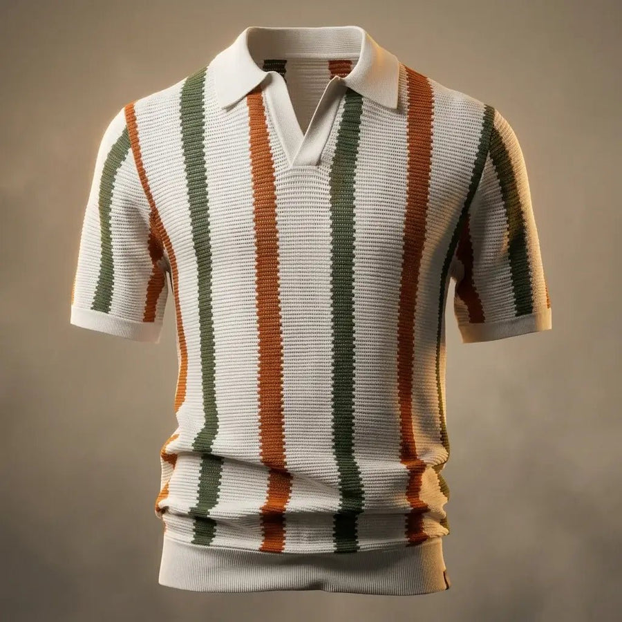 MEN'S SUMMER STRIPED KNIT POLO SHIRT - Zarino Newstyle