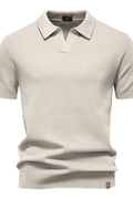 MEN'S TEXTURED KNIT SHORT SLEEVE POLO SHIRT - Zarino Newstyle