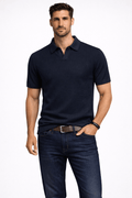 MEN'S TEXTURED KNIT SHORT SLEEVE POLO SHIRT - Zarino Newstyle