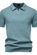 MEN'S TEXTURED KNIT SHORT SLEEVE POLO SHIRT - Zarino Newstyle