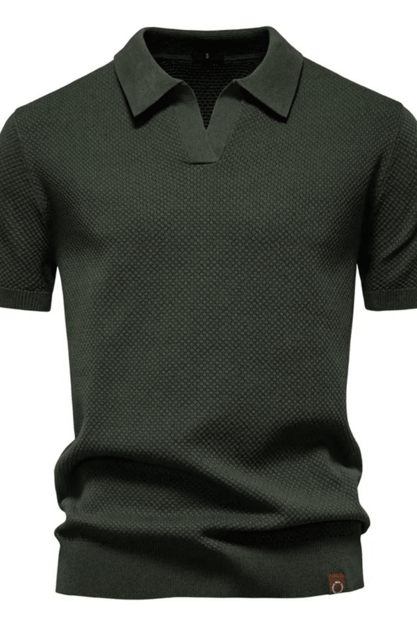 MEN'S TEXTURED KNIT SHORT SLEEVE POLO SHIRT