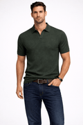 MEN'S TEXTURED KNIT SHORT SLEEVE POLO SHIRT - Zarino Newstyle