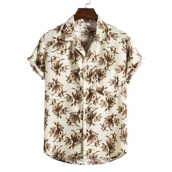 MEN'S TROPICAL PRINT SHORT SLEEVE SUMMER SHIRT