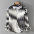 MEN'S VERTICAL STRIPE LONG SLEEVE BUTTON - UP SHIRT - Zarino Newstyle