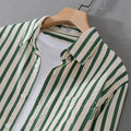 MEN'S VERTICAL STRIPE LONG SLEEVE BUTTON - UP SHIRT - Zarino Newstyle