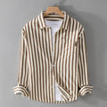 MEN'S VERTICAL STRIPE LONG SLEEVE BUTTON - UP SHIRT - Zarino Newstyle