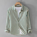 MEN'S VERTICAL STRIPE LONG SLEEVE BUTTON - UP SHIRT - Zarino Newstyle