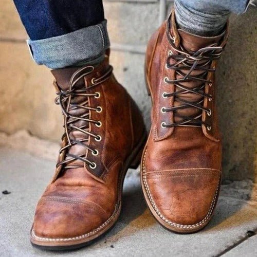 MEN'S VINTAGE LACE - UP ANKLE BOOTS CASUAL DRESS BOOTS - Zarino Newstyle
