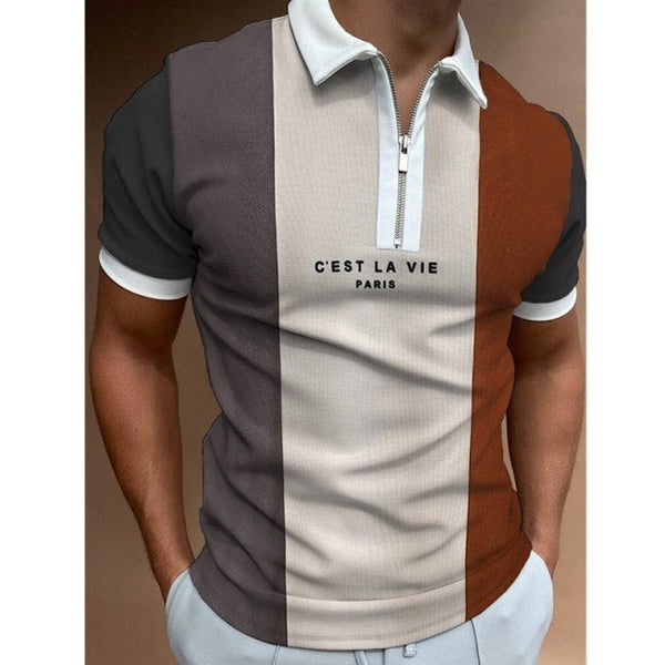 MEN'S ZIP COLLAR SUMMER T-SHIRT