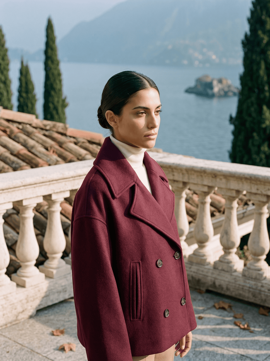 NADINE | WOMEN'S DOUBLE-BREASTED SHORT COAT, ELEGANT LAPEL JACKET - Zarino Newstyle