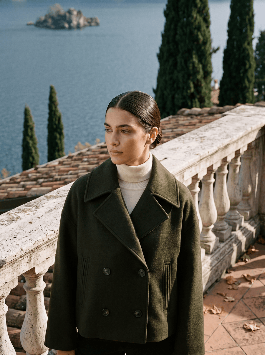 NADINE | WOMEN'S DOUBLE-BREASTED SHORT COAT, ELEGANT LAPEL JACKET - Zarino Newstyle