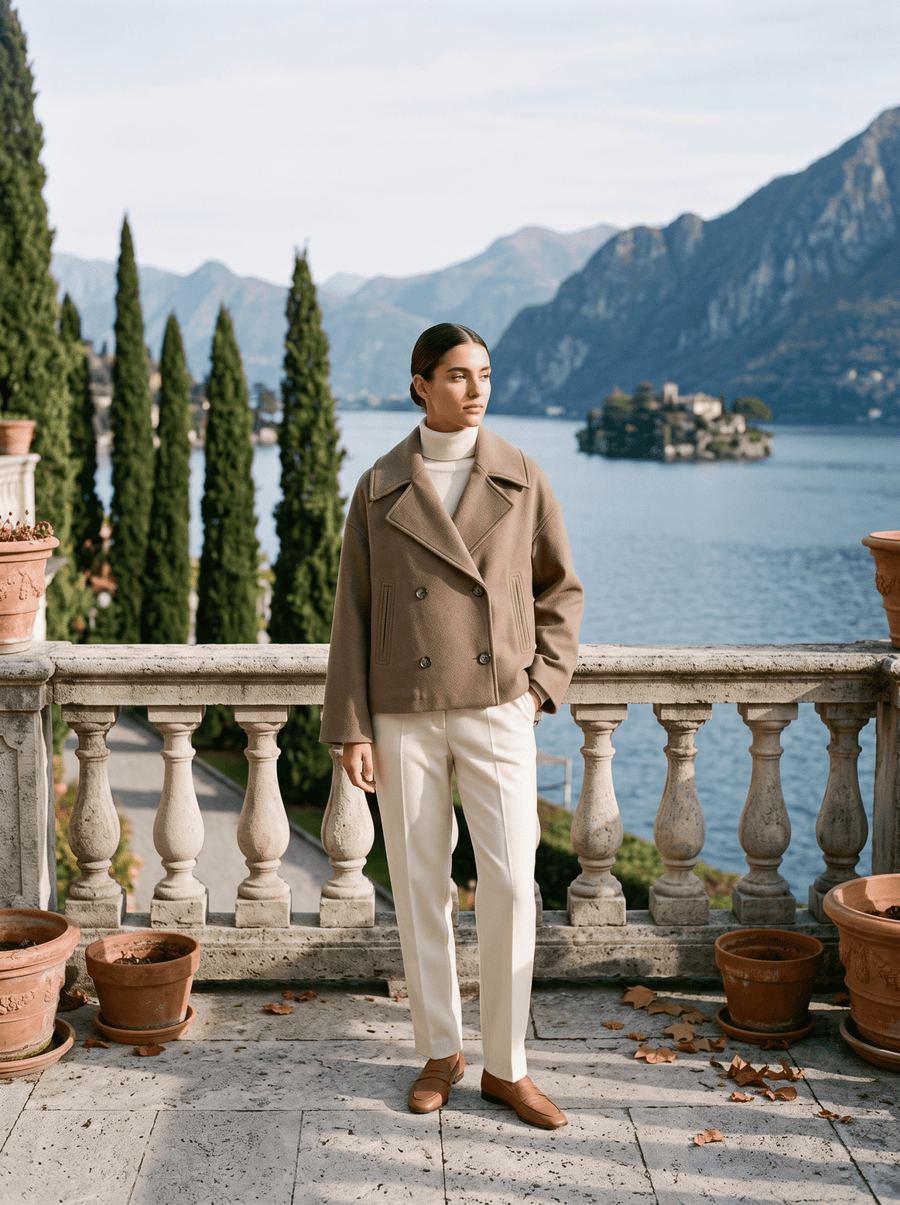 NADINE | WOMEN'S DOUBLE-BREASTED SHORT COAT, ELEGANT LAPEL JACKET - Zarino Newstyle