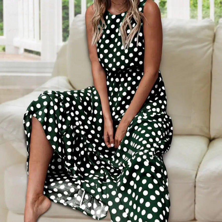 Nova Women's Polka Dot Sleeveless Casual Everyday Dress - Zarino Newstyle