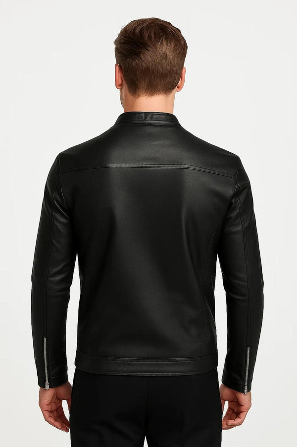 RONAN | MEN'S MINIMALIST LEATHER JACKET, CLASSIC ZIP-UP SPRING OUTERWEAR
