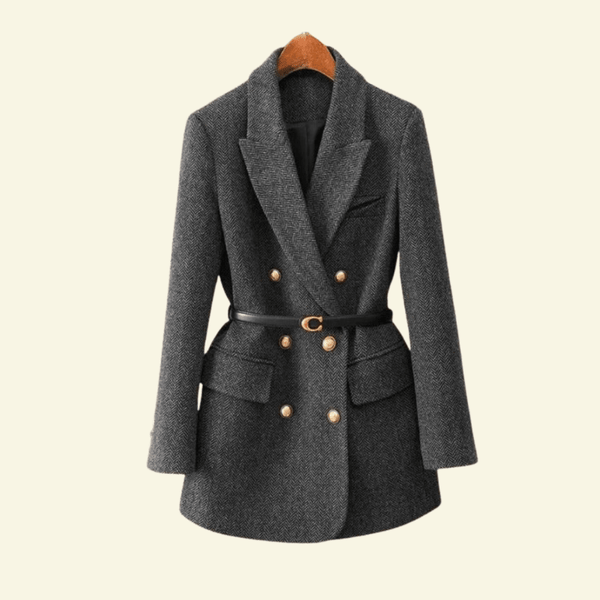 SOLENNE | WOMEN'S TWEED DOUBLE-BREASTED BELTED BLAZER