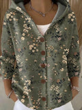 SOPHIA | WOMEN'S BUTTON-FRONT HOODED CARDIGAN, RELAXED PATCHWORK KNIT SWEATER - Zarino Newstyle