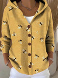 SOPHIA | WOMEN'S BUTTON-FRONT HOODED CARDIGAN, RELAXED PATCHWORK KNIT SWEATER - Zarino Newstyle