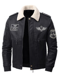 VAUGHN | MEN'S AVIATOR BOMBER JACKET, FAUX LEATHER SHERPA-LINED WINTER COAT - Zarino Newstyle