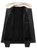 VAUGHN | MEN'S AVIATOR BOMBER JACKET, FAUX LEATHER SHERPA-LINED WINTER COAT - Zarino Newstyle
