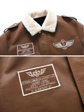 VAUGHN | MEN'S AVIATOR BOMBER JACKET, FAUX LEATHER SHERPA-LINED WINTER COAT - Zarino Newstyle