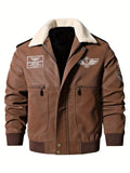 VAUGHN | MEN'S AVIATOR BOMBER JACKET, FAUX LEATHER SHERPA-LINED WINTER COAT - Zarino Newstyle